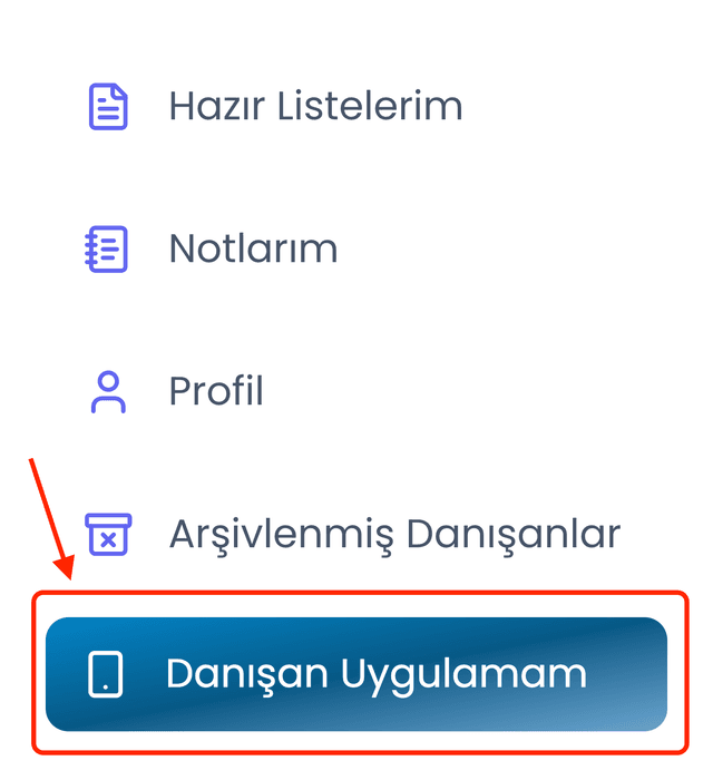 Danışan Uygulaması Sayfasına Gidin